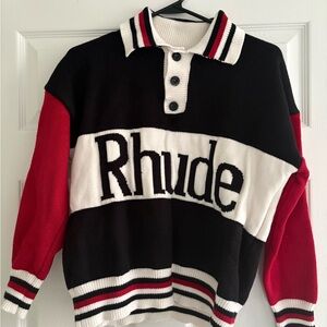 Designer RHUDE Striped Rugby Polo